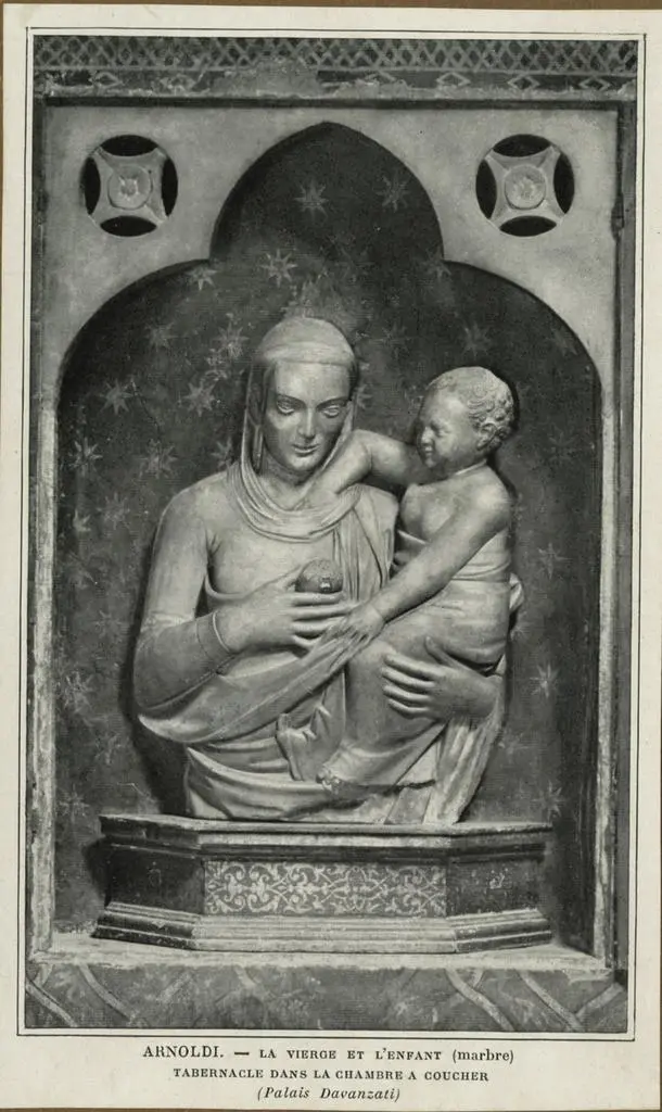 Anonimo , Arnoldi - La Vierge et l'enfant (marbre) Tabernacle dans la chambre a coucher (Palais Davanzati)