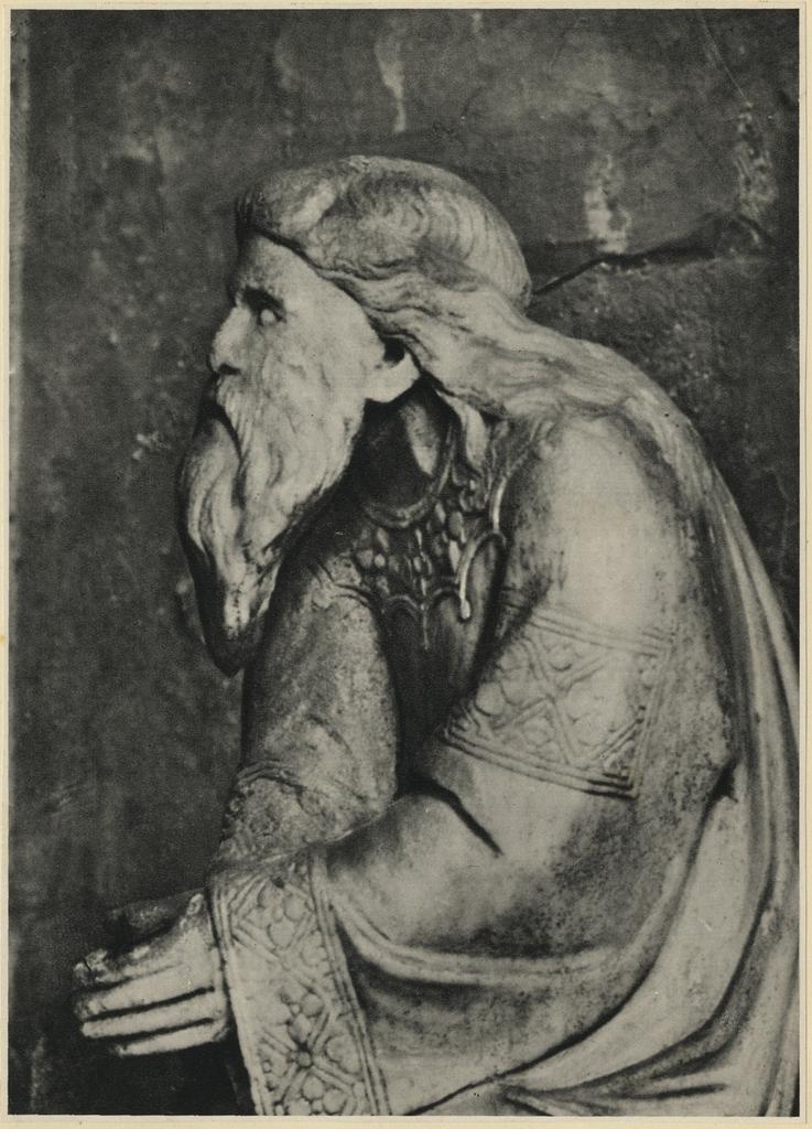 Anonimo , Arnolfo di Cambio - sec. XIII - Adorazione dei Re Magi, particolare con Re Magio