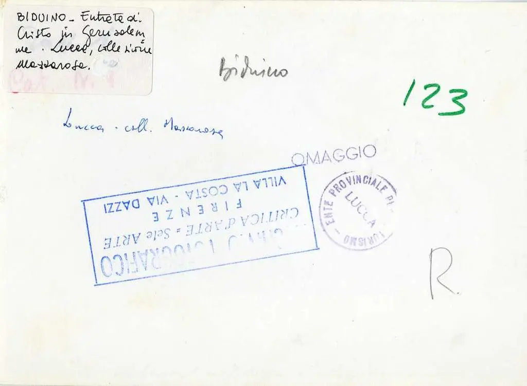 Anonimo , Biduino. Entrata di Cristo in Gerusalemme. Lucca, collezione Mazzarosa