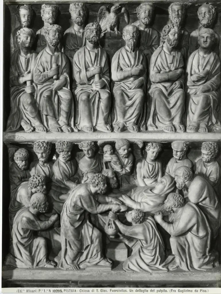 Alinari, Fratelli , Pistoia - Chiesa di S. Giov. Fuorcivitas. Un dettaglio del pulpito. (Fra Gugliemo da Pisa.)