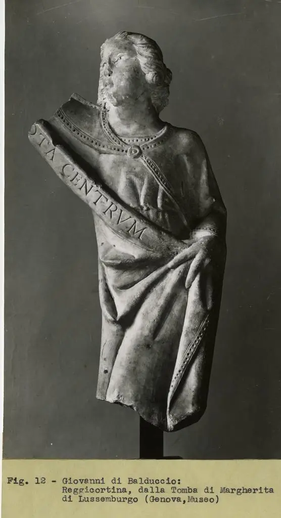 Gasparini , Giovanni di Balduccio: Reggicortina, dalla Tomba di Margherita di Lussemburgo (Genova, Museo)
