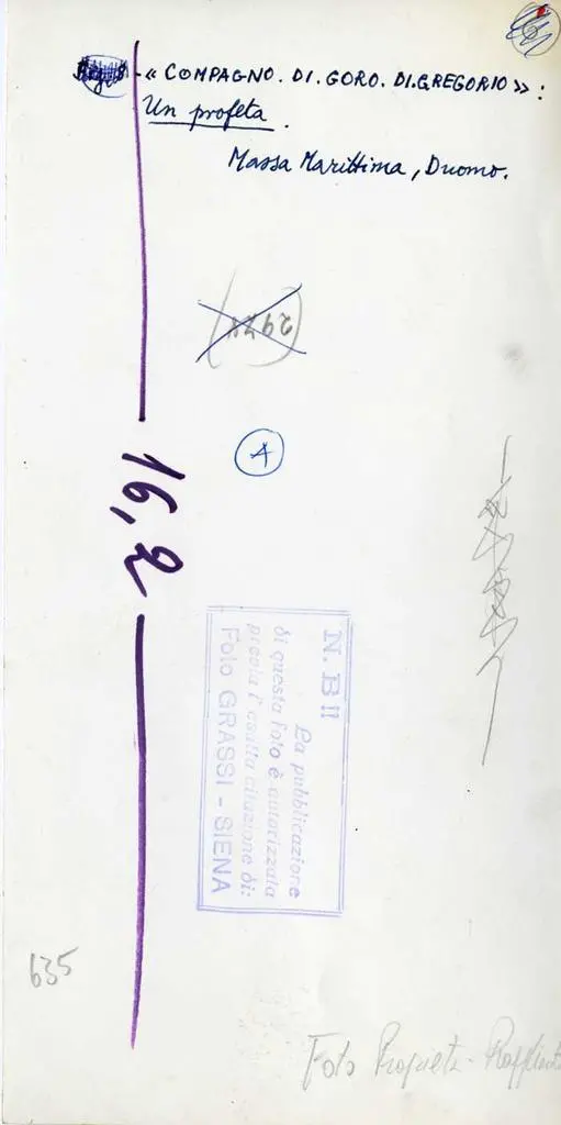 Grassi, Cesare , Compagno di Goro di Gregorio: un profeta. Massa Marittima, Duomo.