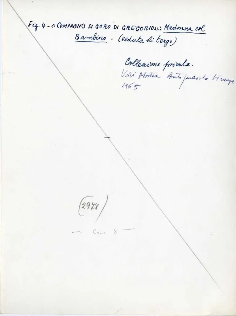 Anonimo , Compagno di Goro di Gregorio: Madonna col Bambino - (veduta di tergo) - Collezione privata.