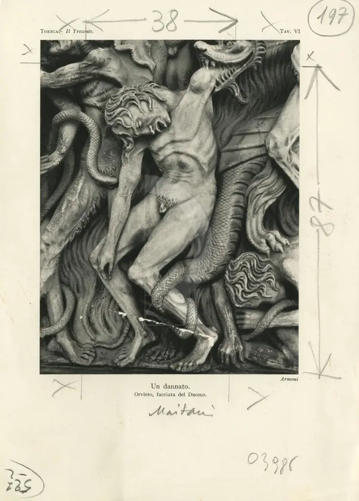 Armoni, Luigi , Un dannato. Orvieto, facciata del Duomo.