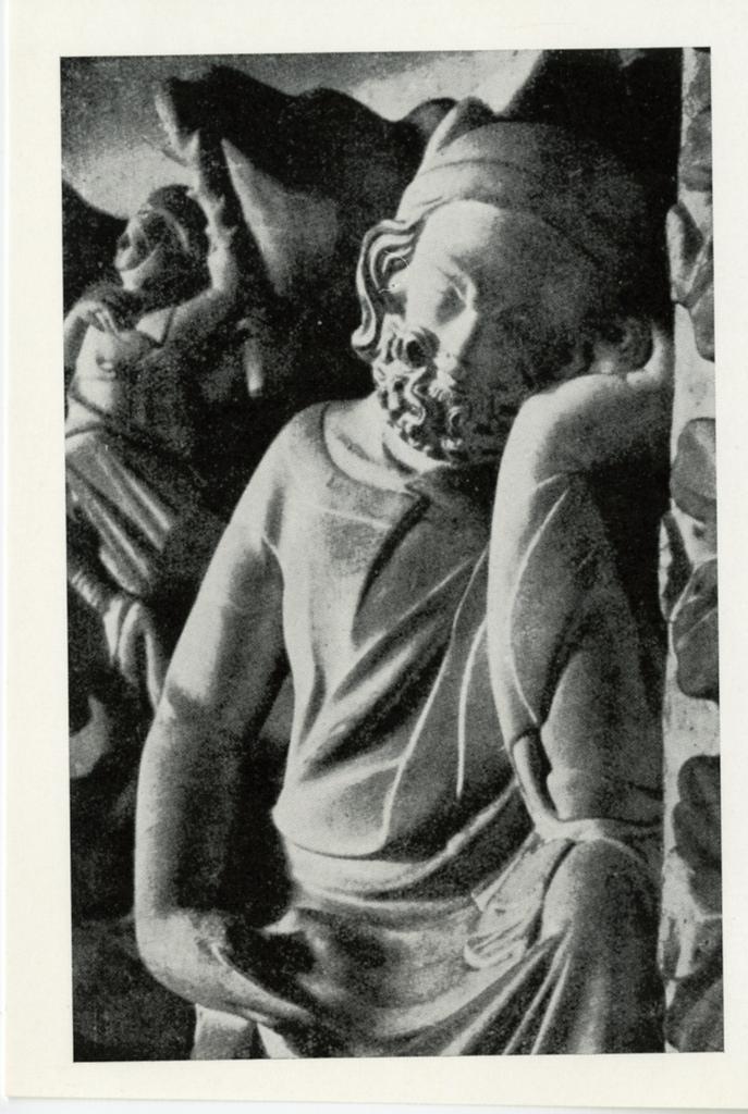 Anonimo , Pisano Giovanni - ambito - sec. XIV - Natività, particolare di San Giuseppe dormiente. Copia in gesso dall'originale di Pizzighettone