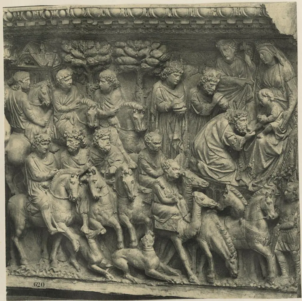 Anonimo , Pisano Nicola; Arnolfo di Cambio; Pisano Giovanni - sec. XIII - Adorazione dei Re Magi; Viaggio dei Re Magi