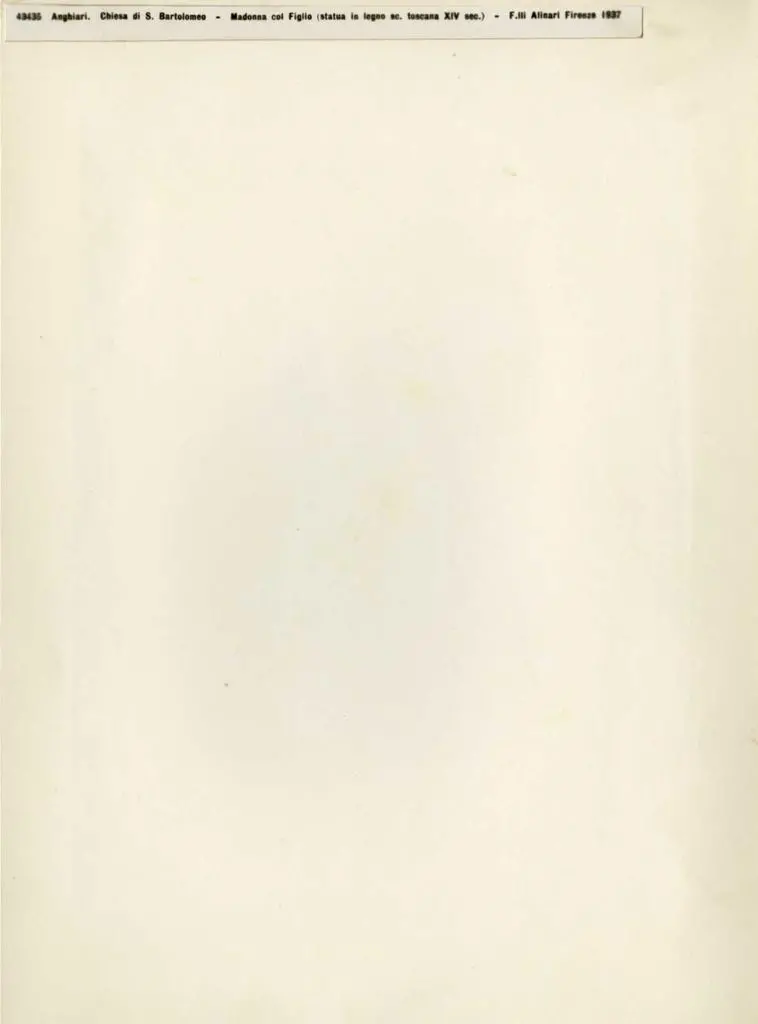 Alinari, Fratelli , Anghiari. Chiesa di S. Bartolomeo - Madonna col Figlio (statua in legno sc. toscana XIV sec.)