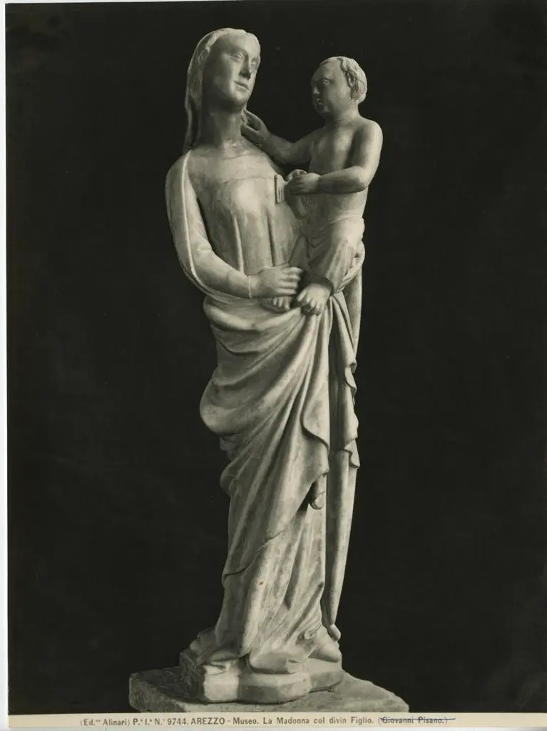 Anonimo sec. XIV , Madonna con Bambino che tiene in mano un uccello