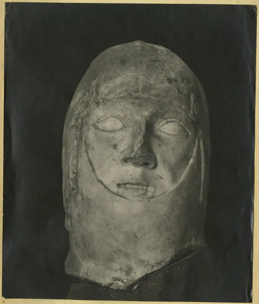 Anonimo , Anonimo aretino sec. XIV - Testa di guerriero