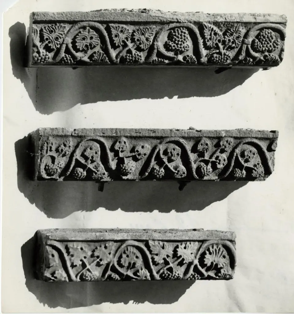 Anonimo , Massa Marittima: i depositi della Cattedrale. Frammenti di cornici di parapetto o di plutei