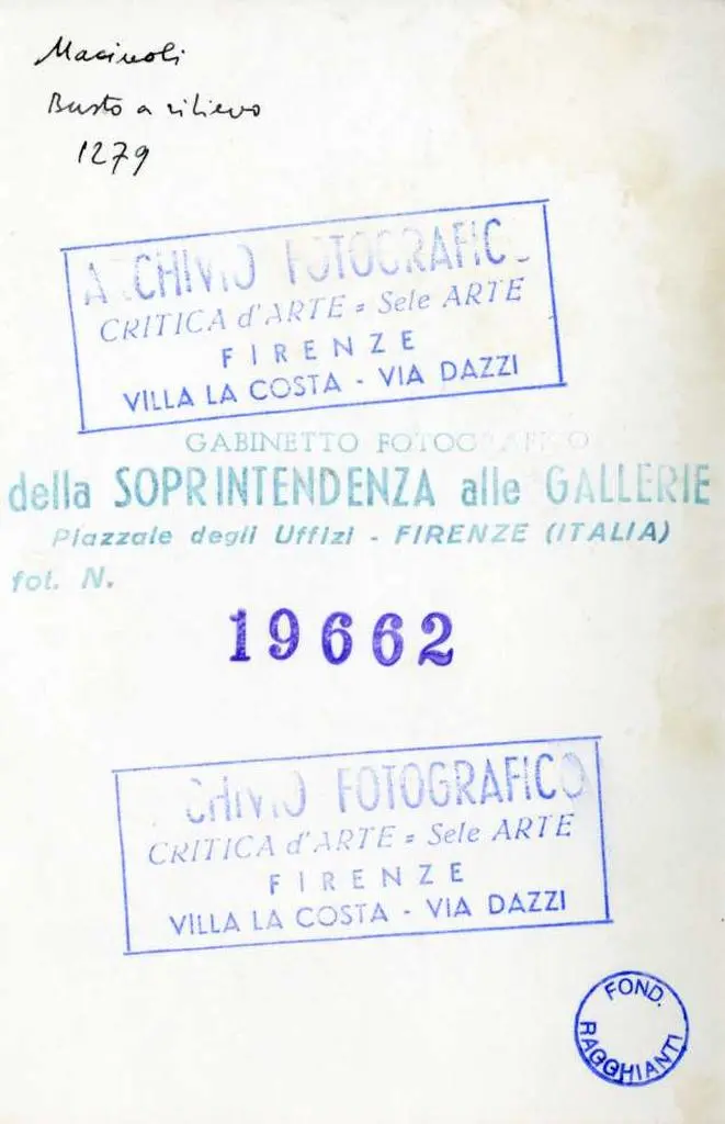Gabinetto Fotografico della Soprintendenza Speciale per il Patrimonio Storico, Artistico ed Etnoantropologico e per il Polo Museale della citt&agrave; di Firenze , Macioli - Busto a rilievo 1279