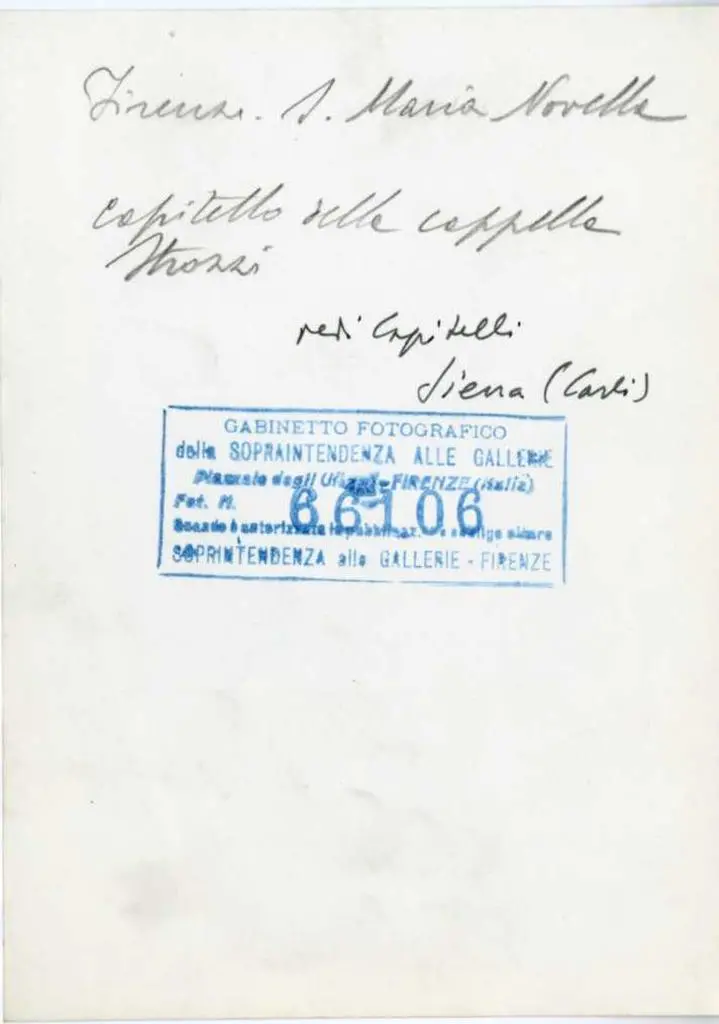 Gabinetto Fotografico della Soprintendenza Speciale per il Patrimonio Storico, Artistico ed Etnoantropologico e per il Polo Museale della città di Firenze , Firenze S. Maria Novella - capitello della Cappella Strozzi