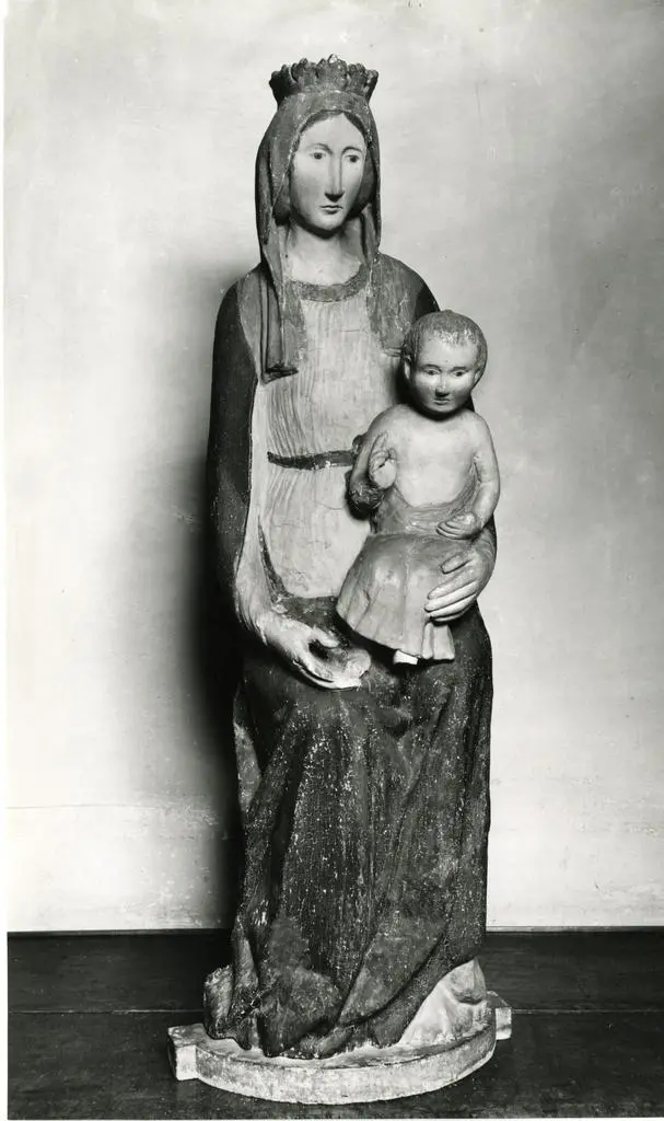 Anonimo , Anonimo sec. XIV - Madonna con Bambino in trono benedicente