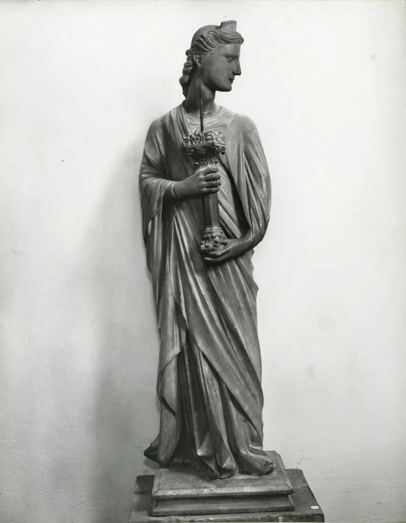 Anonimo , Anonimo fiorentino sec. XIV - Angelo reggicandelabro