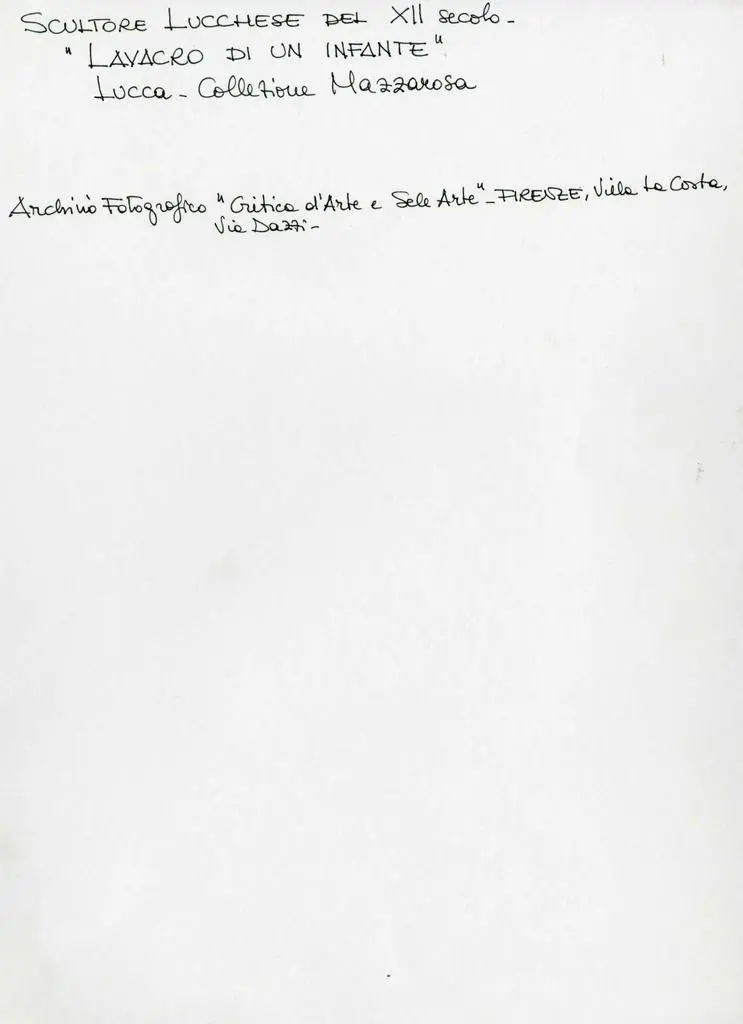 Anonimo , Scultore lucchese del XII secolo - "Lavacro di un infante" - Lucca - Collezione Mazzarosa