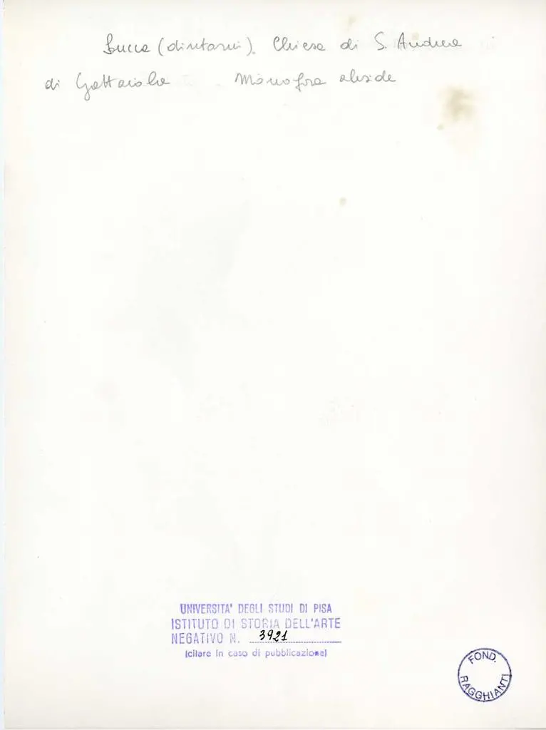 Universit&agrave; di Pisa. Dipartimento di Storia delle Arti , Lucca (dintorni) - Chiesa di S. Andrea di Gattaiola. Monofora abside