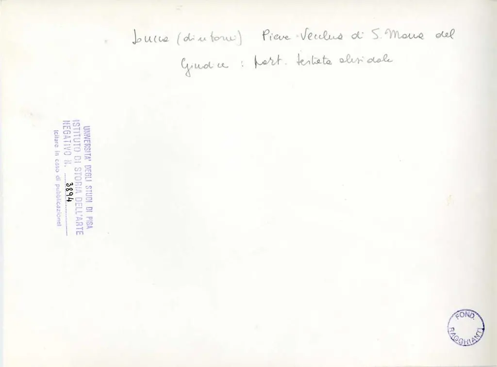 Università di Pisa. Dipartimento di Storia delle Arti , Lucca (dintorni). Pieve Vecchia di S. Maria del Giudice: part. testata absidale