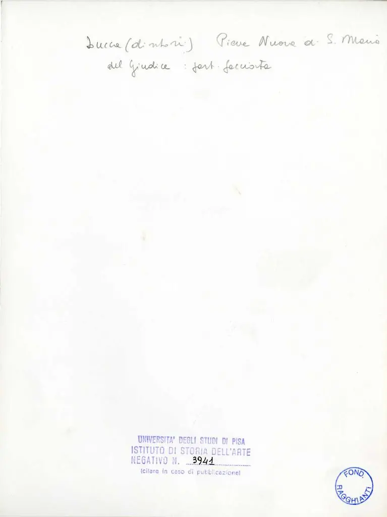 Universit&agrave; di Pisa. Dipartimento di Storia delle Arti , Lucca (dintorni). Pieve Nuova di S. Maria del Giudice: part. facciata
