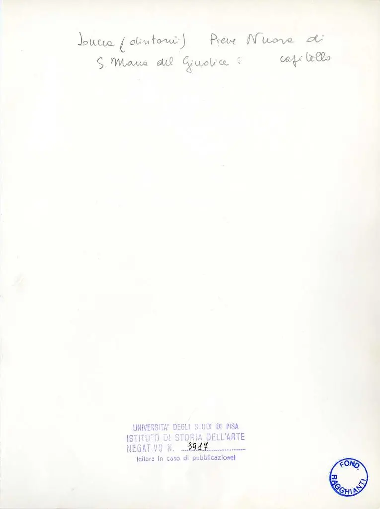 Universit&agrave; di Pisa. Dipartimento di Storia delle Arti , Lucca (dintorni). Pieve Nuova di S. Maria del Giudice: capitello