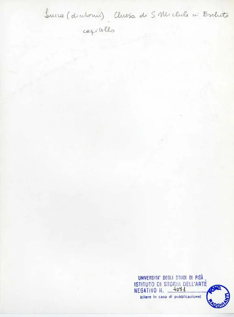 Universit&agrave; di Pisa. Dipartimento di Storia delle Arti , Lucca (dintorni). Chiesa di S. Michele in Escheto, capitello