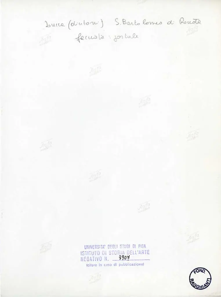 Universit&agrave; di Pisa. Dipartimento di Storia delle Arti , Lucca (dintorni) - Chiesa di S. Bartolomeo di Ruota - facciata: portale