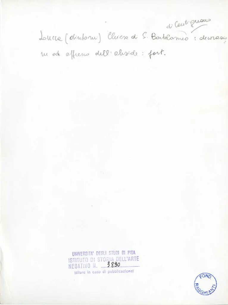 Universit&agrave; di Pisa. Dipartimento di Storia delle Arti , Lucca (dintorni) - Chiesa di S. Bartolomeo di Cantignano: decorazione ad affresco dell'abside: part.