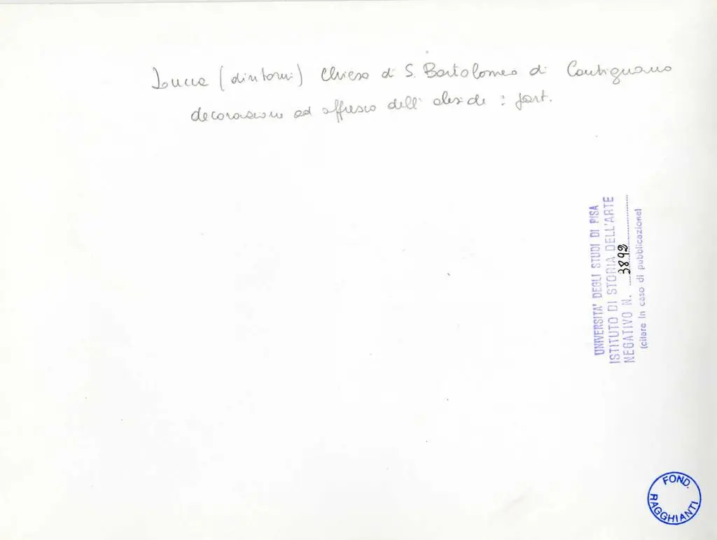 Universit&agrave; di Pisa. Dipartimento di Storia delle Arti , Lucca (dintorni) - Chiesa di S. Bartolomeo di Cantignano: decorazione ad affresco dell'abside: part.