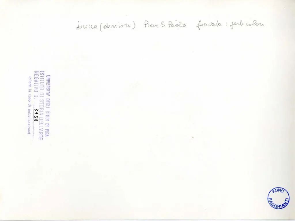 Università di Pisa. Dipartimento di Storia delle Arti , Lucca (dintorni) - Pieve S. Paolo facciata: particolare