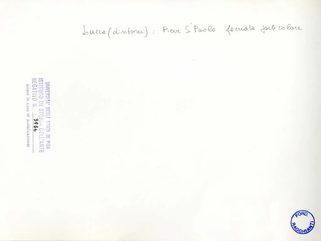 Università di Pisa. Dipartimento di Storia delle Arti , Lucca (dintorni) - Pieve S. Paolo facciata particolare