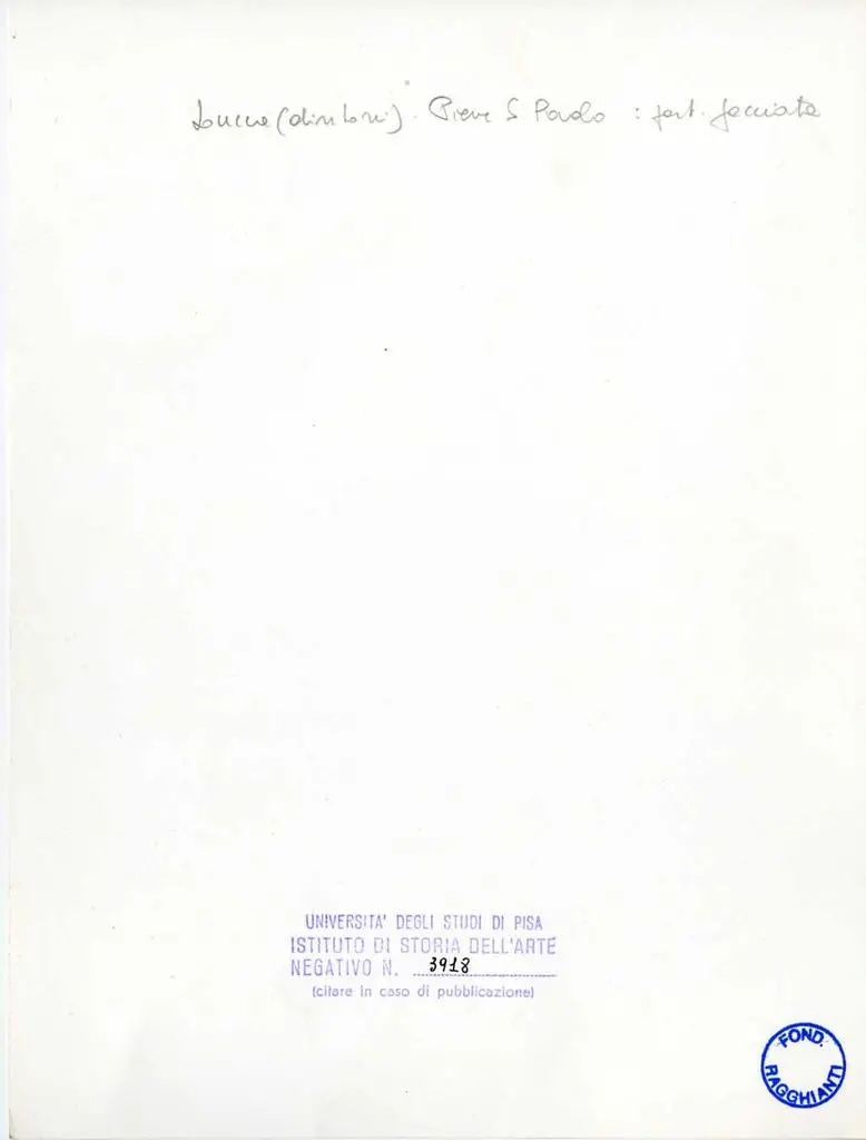 Universit&agrave; di Pisa. Dipartimento di Storia delle Arti , Lucca (dintorni) - Pieve S. Paolo: part. facciata