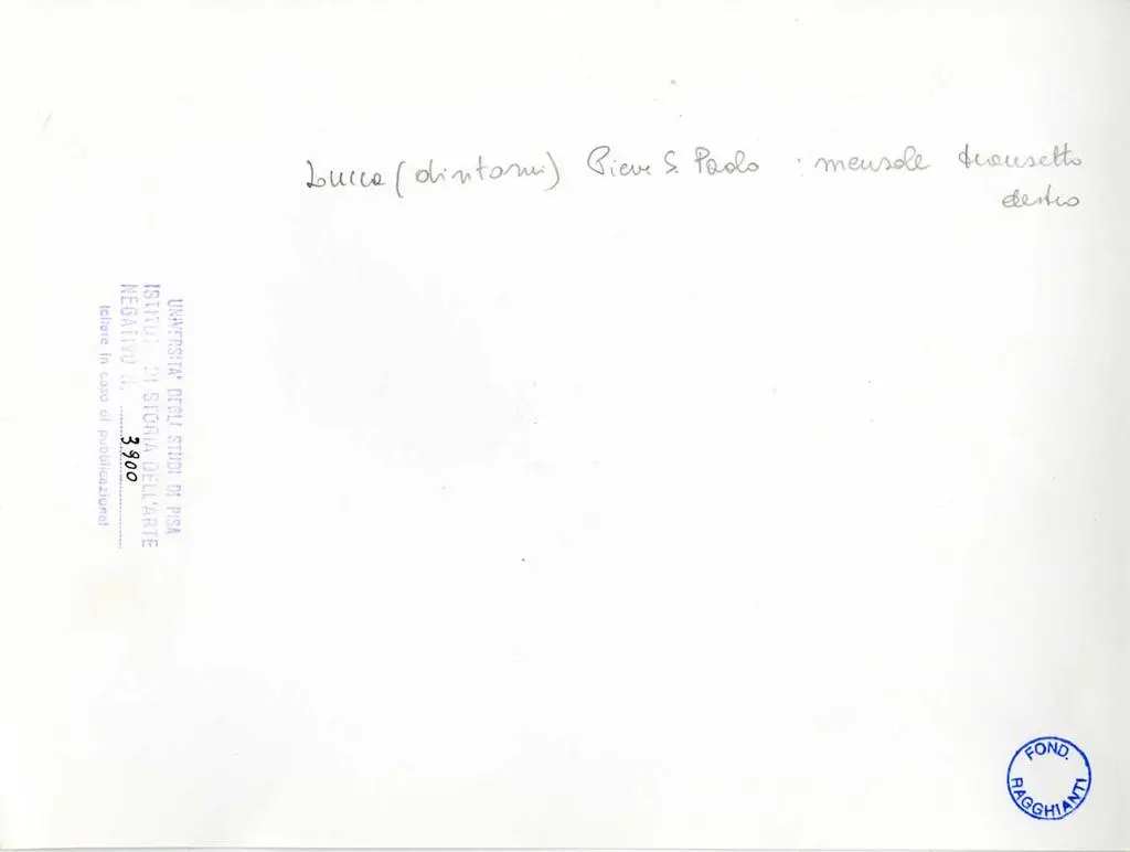 Universit&agrave; di Pisa. Dipartimento di Storia delle Arti , Lucca (dintorni) - Pieve S. Paolo: mensole transetto destro