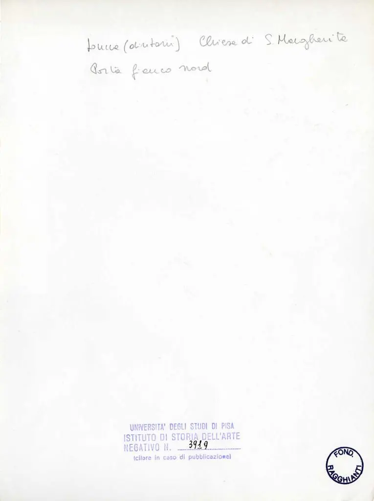 Universit&agrave; di Pisa. Dipartimento di Storia delle Arti , Lucca (dintorni) Chiesa di S. Margherita - Porta fianco nord