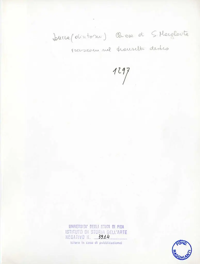 Universit&agrave; di Pisa. Dipartimento di Storia delle Arti , Lucca (dintorni) Chiesa di S. Margherita - iscrizione nel transetto destro