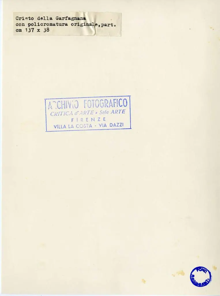 Fototecnica Bolognese , Cristo della Garfagnana con policromatura originale, part. cm 137 x 38