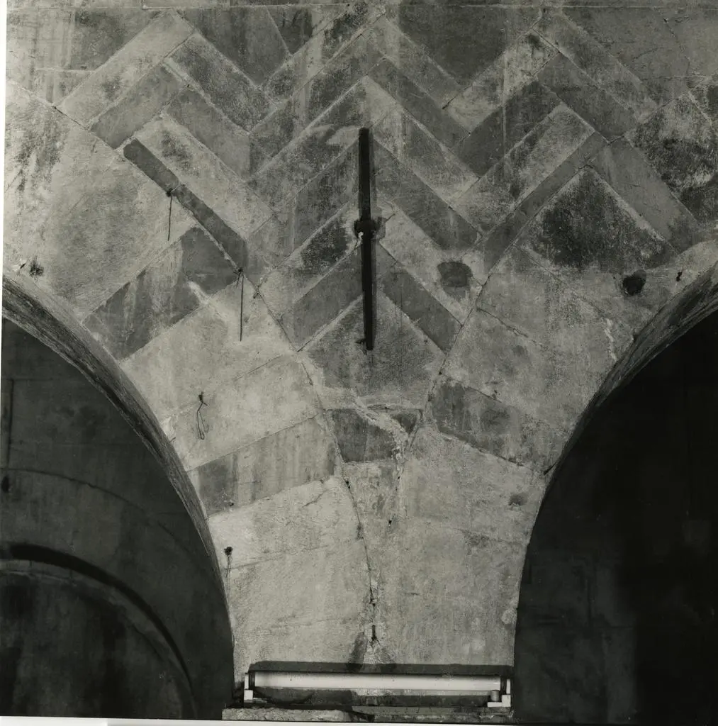 Colombo C./ Gasperini M. , Il bozzato a lisca di pesce sopra la prima colonna a destra del Duomo di Carrara