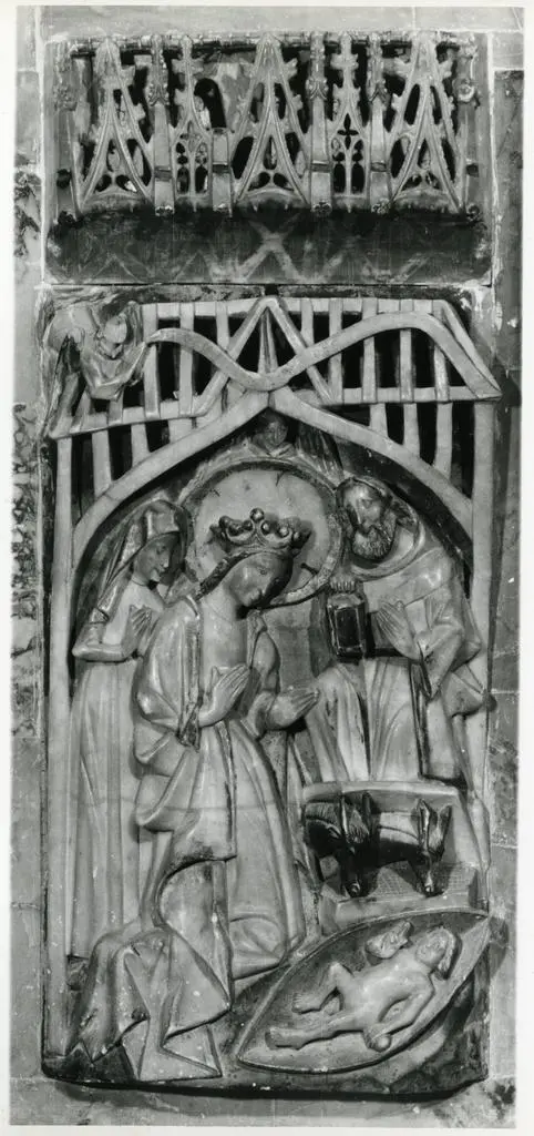 Anonimo , Anonimo inglese - sec. XIV - Storie di Maria Vergine. Scena della Natività