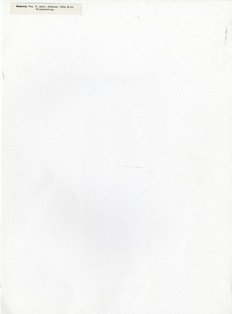 Anonimo , Madonna, Pisa, 14. Jahrh., Alabaster, Hohe 56 cm. Privatsammlung.