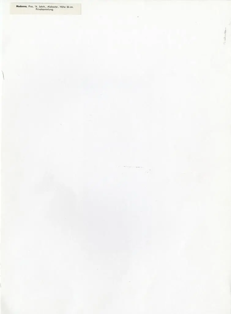 Anonimo , Madonna, Pisa, 14. Jahrh., Alabaster, Hohe 56 cm. Privatsammlung.
