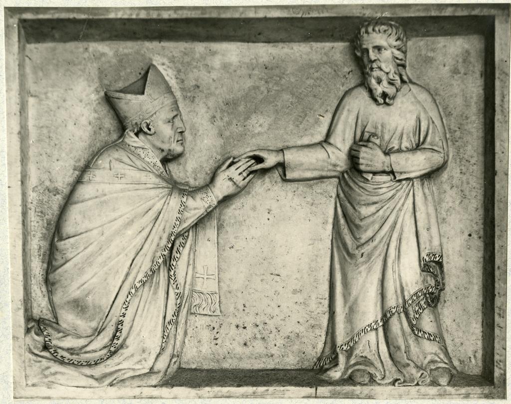 Anonimo pisano-senese sec. XIV , l'Apostolo Paolo appare a San Sisto vescovo