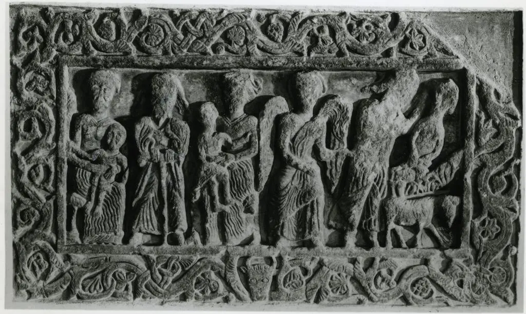 Anonimo , Ex Siena, Chigi -Zondadari, marmo cm 87 x 153 - Abramo tra le mogli Sara e Agar + Sacrificio di Isacco