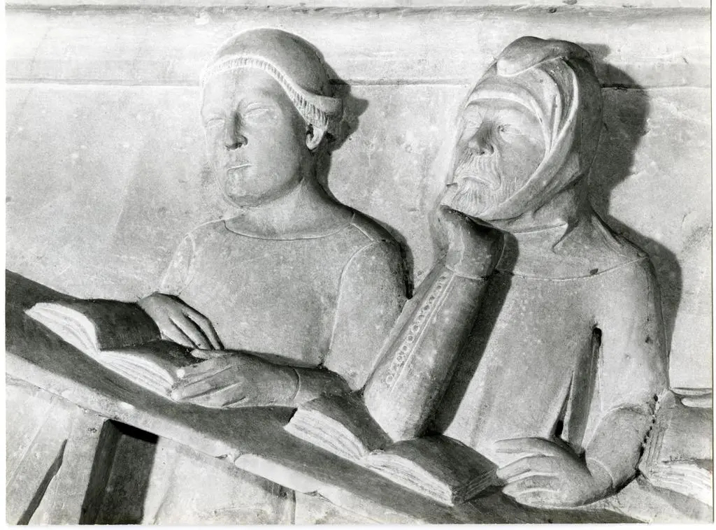 Agostino di Giovanni , Allievi assistono alla lezione di Cino da Pistoia