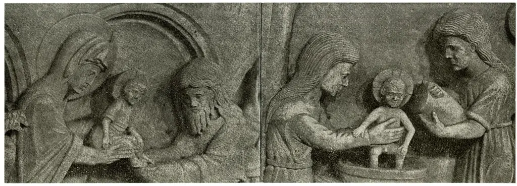 Ente Provinciale per il Turismo di Pistoia , Pistoia - Chiesa di S. Bartolomeo in Pantano - Pergamo di Guido da Como. Particolari della Nativit&agrave; e Presentazione al Tempio (XIII sec.)