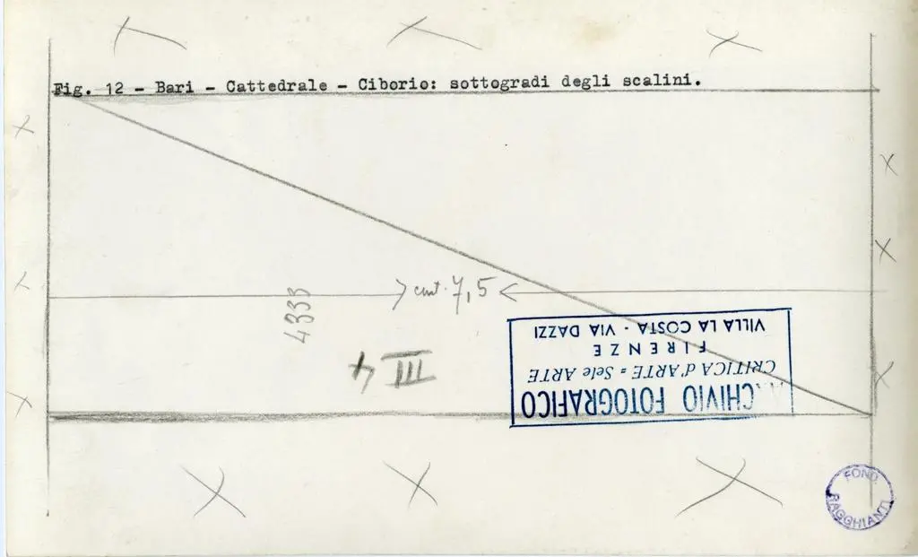 Anonimo , Fig. 12 - Bari - Cattedrale - Ciborio: sottogradi degli scalini