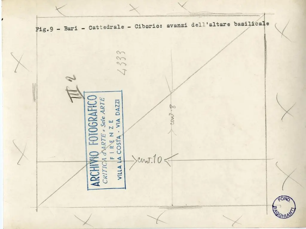 Anonimo , Fig. 9 - Bari - Cattedrale - Ciborio: avanzi dell'altare basilicale