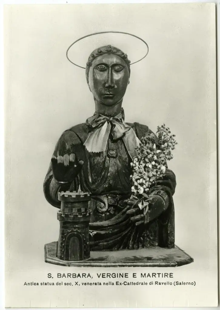 Alterocca , S. Barbara, Vergine e Martire. Antica statua del sec. X, venerata nella Ex-Cattedrale di Ravello (Caserta)