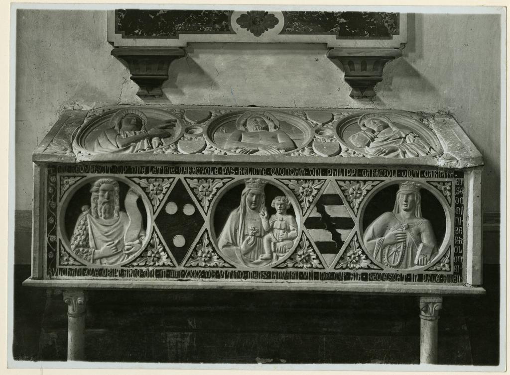 Anonimo sec. XIV , Madonna con Bambino, Cristo, Santi