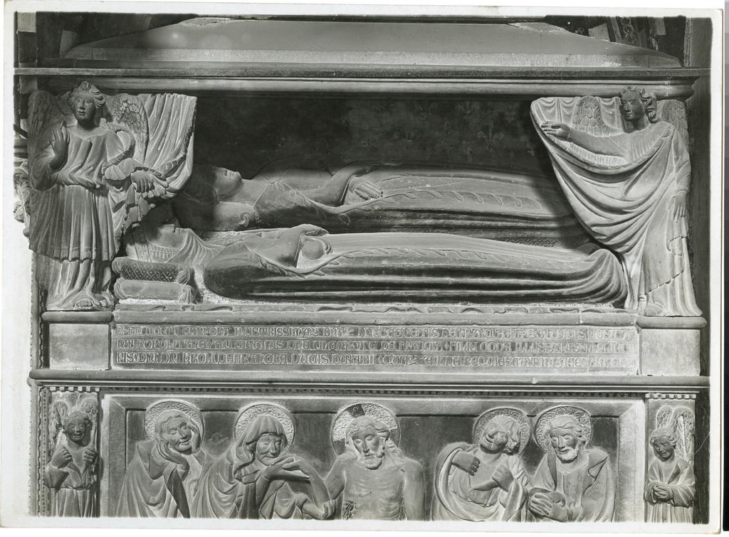 Baboccio Antonio , Ritratto funebre di Agnese e Clemenza di Durazzo, Angelo reggicortina, Compianto sul Cristo morto