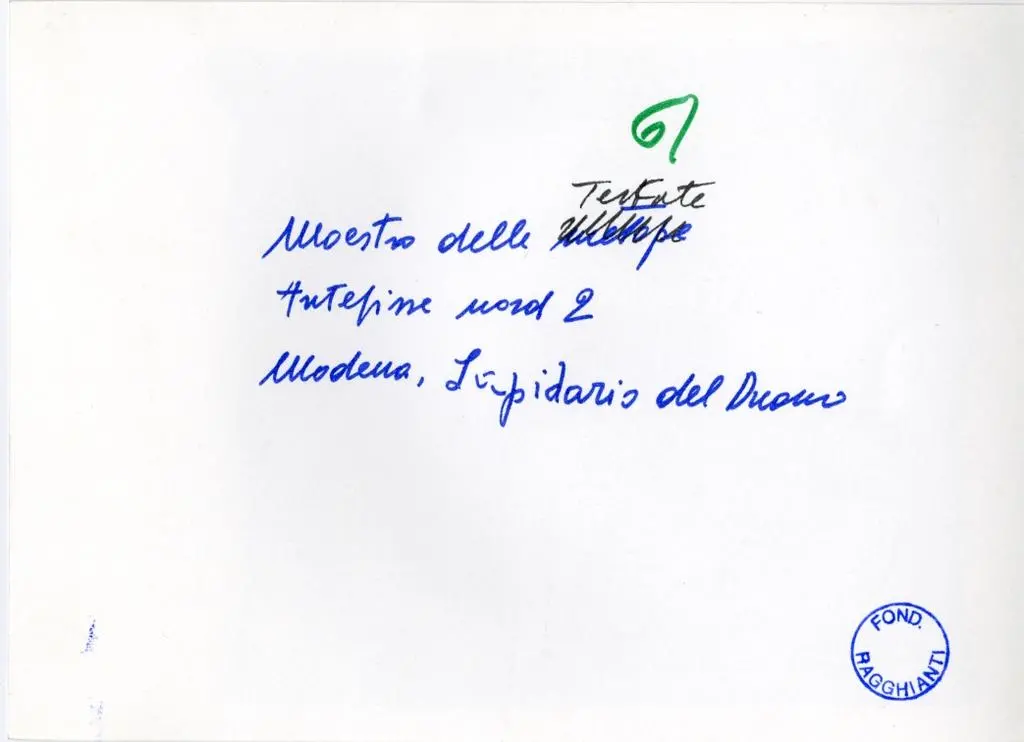 Anonimo , 61. Maestro delle Testate. Anteprima nord 2. Modena, Lapidario del Duomo