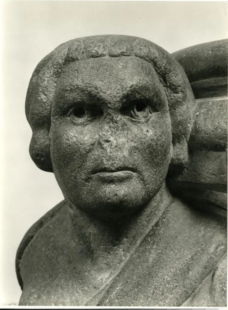 Bertoni Marcello , Anonimo bolognese - sec. XIII - Telamoni. Particolare del volto