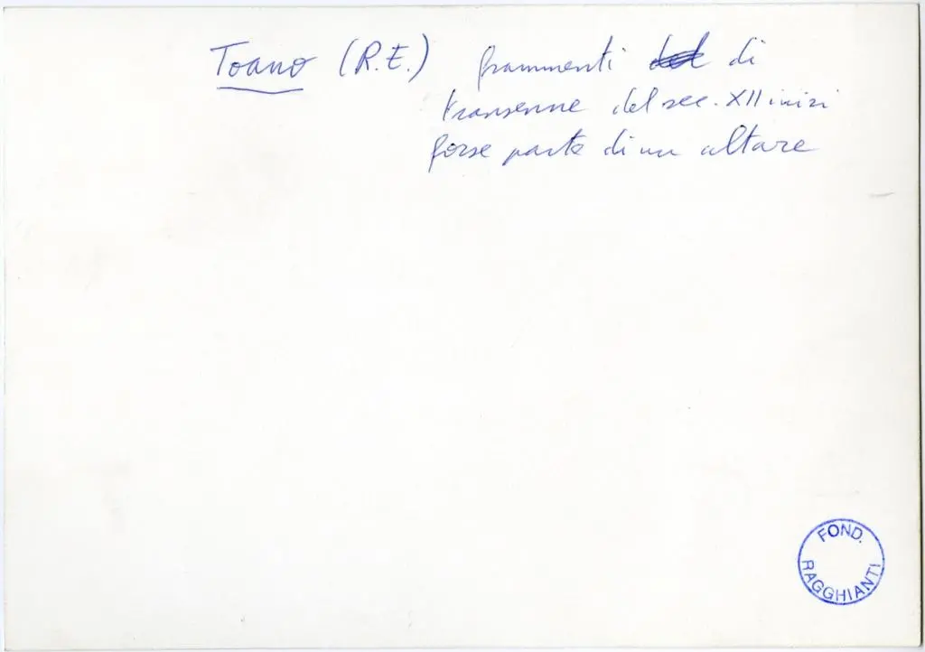 Anonimo , Toano (R. E.) frammenti di transenna del sec. XII inizi forse parte di un altare